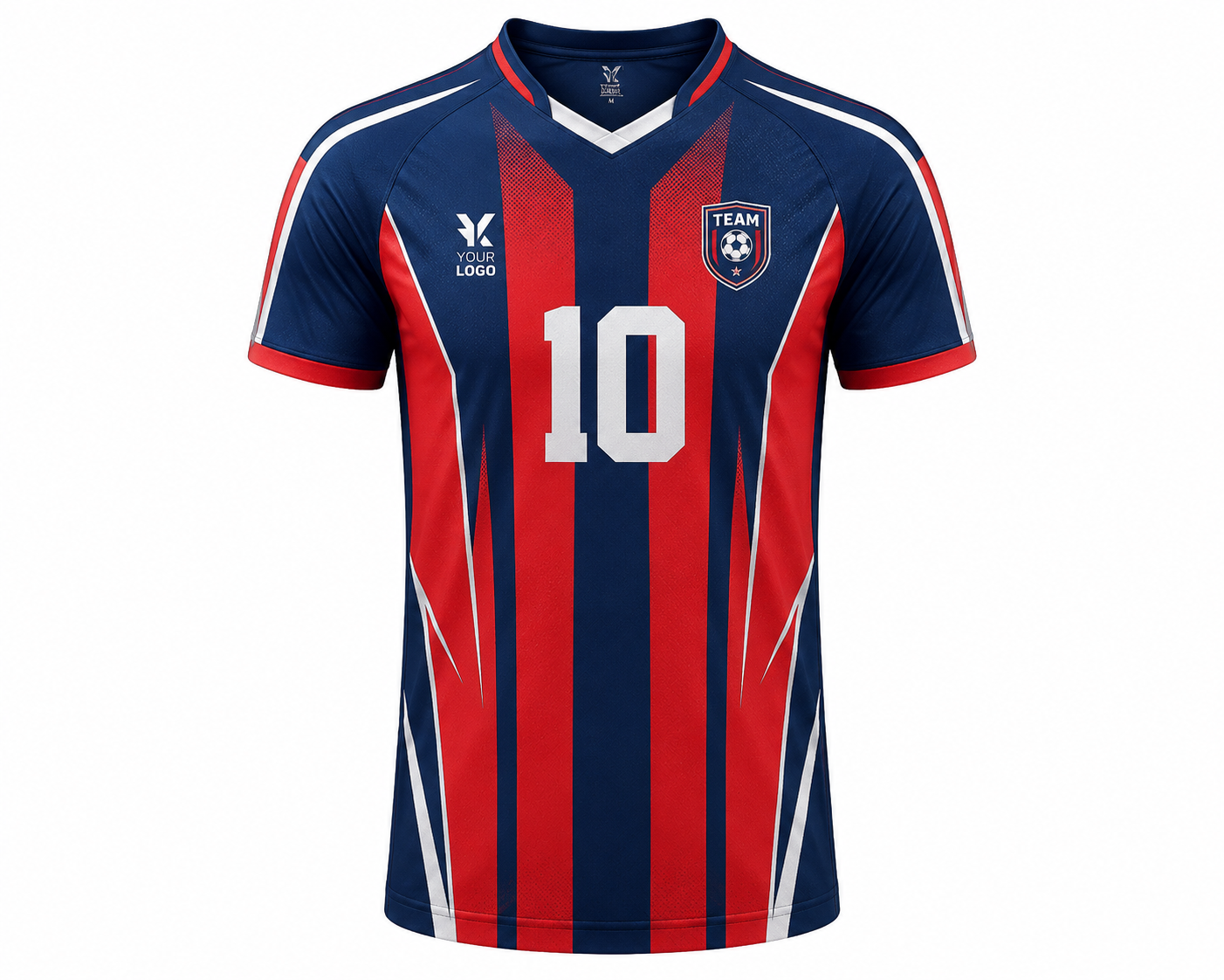 Custom Sublimated Football Jersey Navy Blue & Red Soccer Uniform Personalized Team Kit